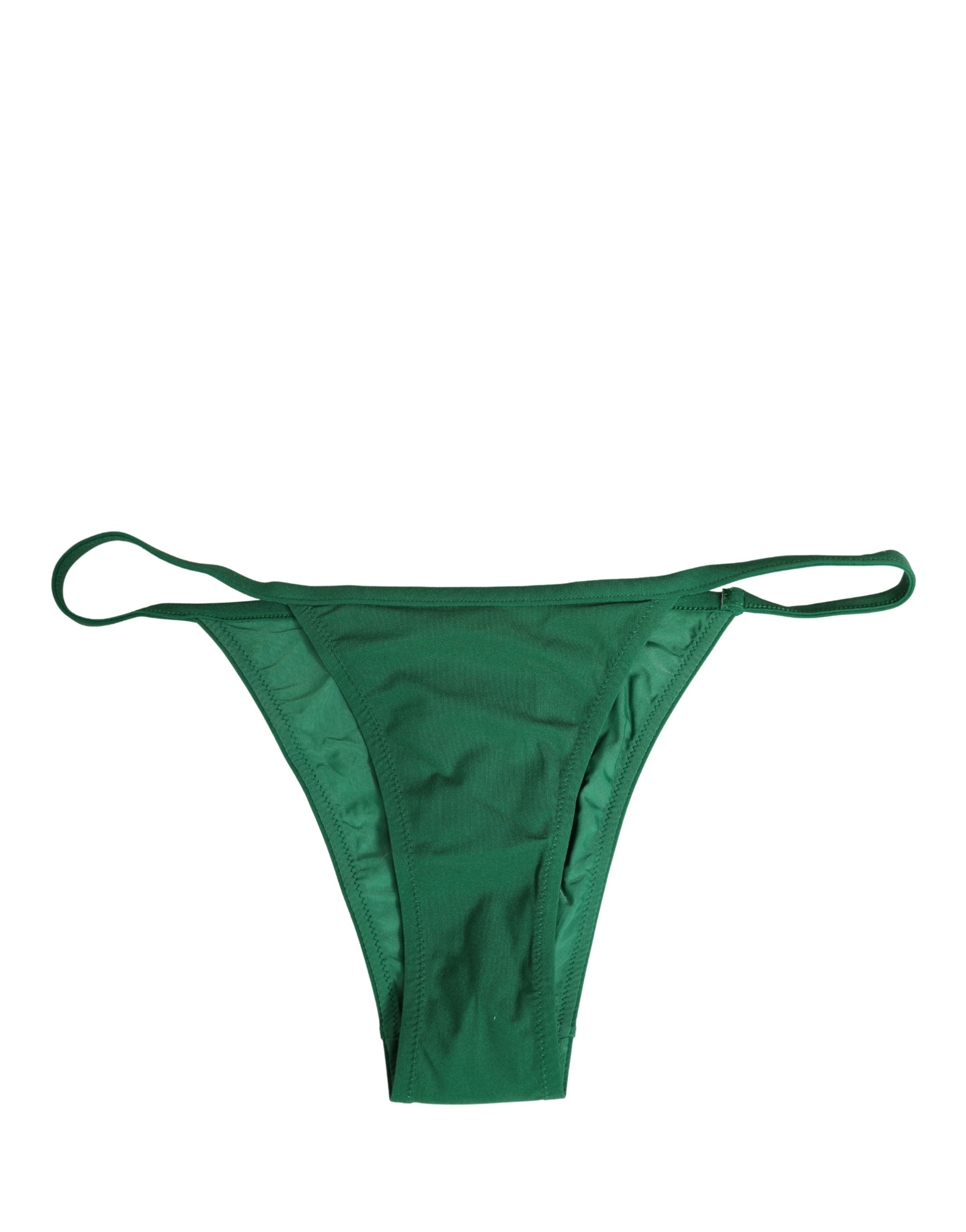 Dolce & Gabbana Grüner Nylon-Bikini-Slip für den Strand
