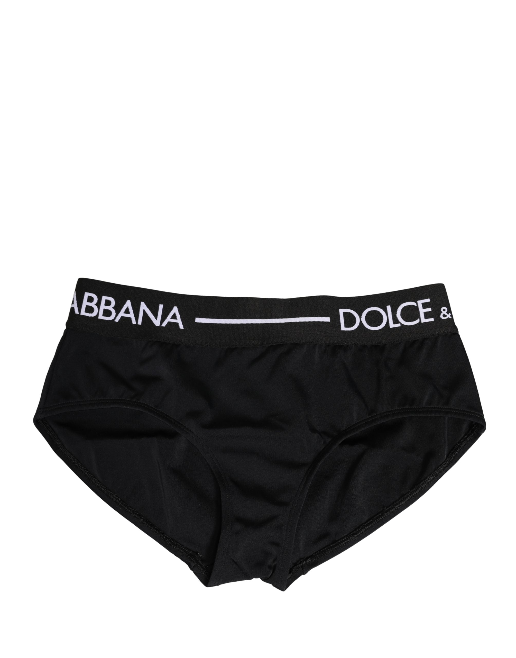 Dolce & Gabbana Schwarze Coulotte-Panty aus Stretch-Nylon