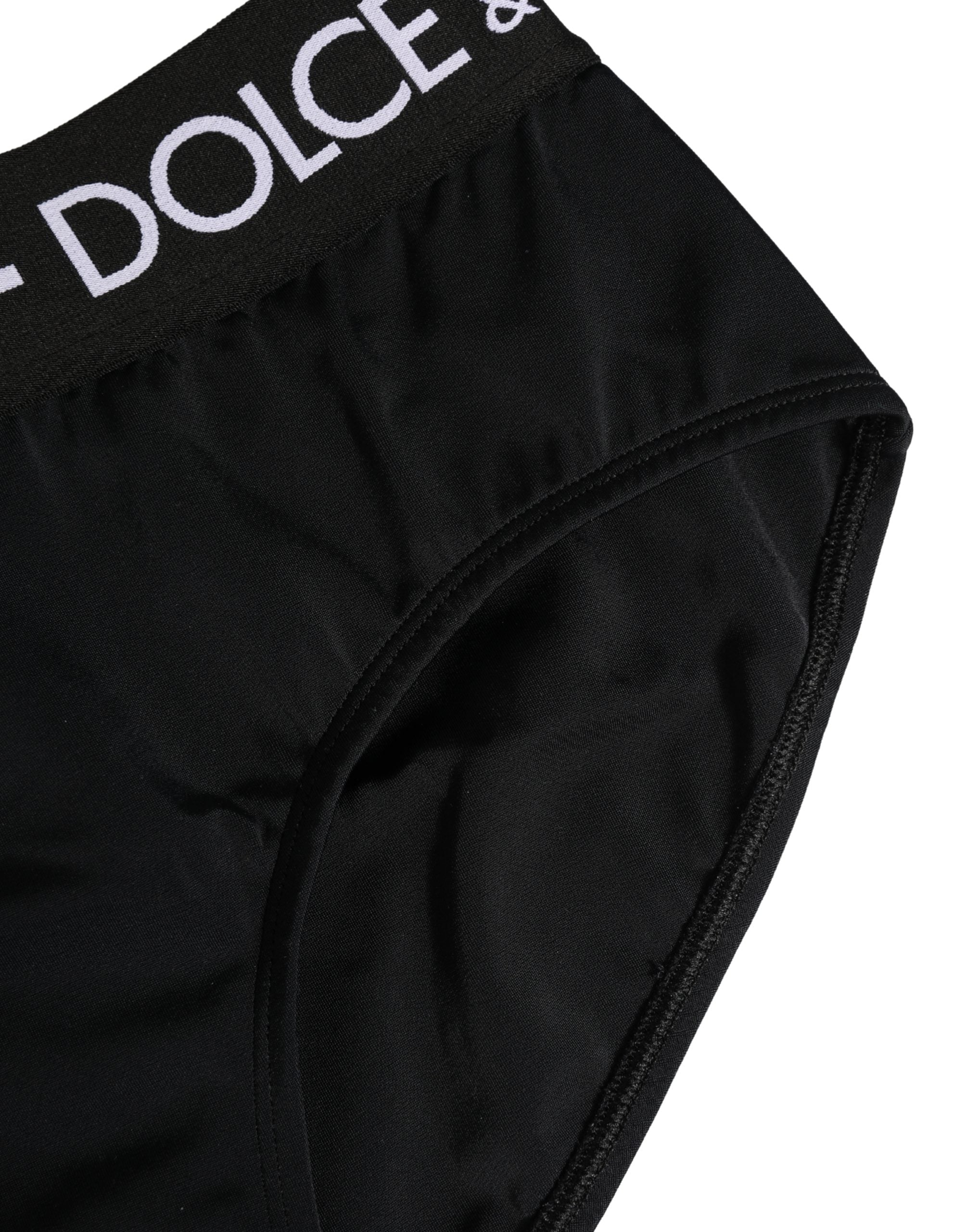 Dolce & Gabbana Schwarze Coulotte-Panty aus Stretch-Nylon