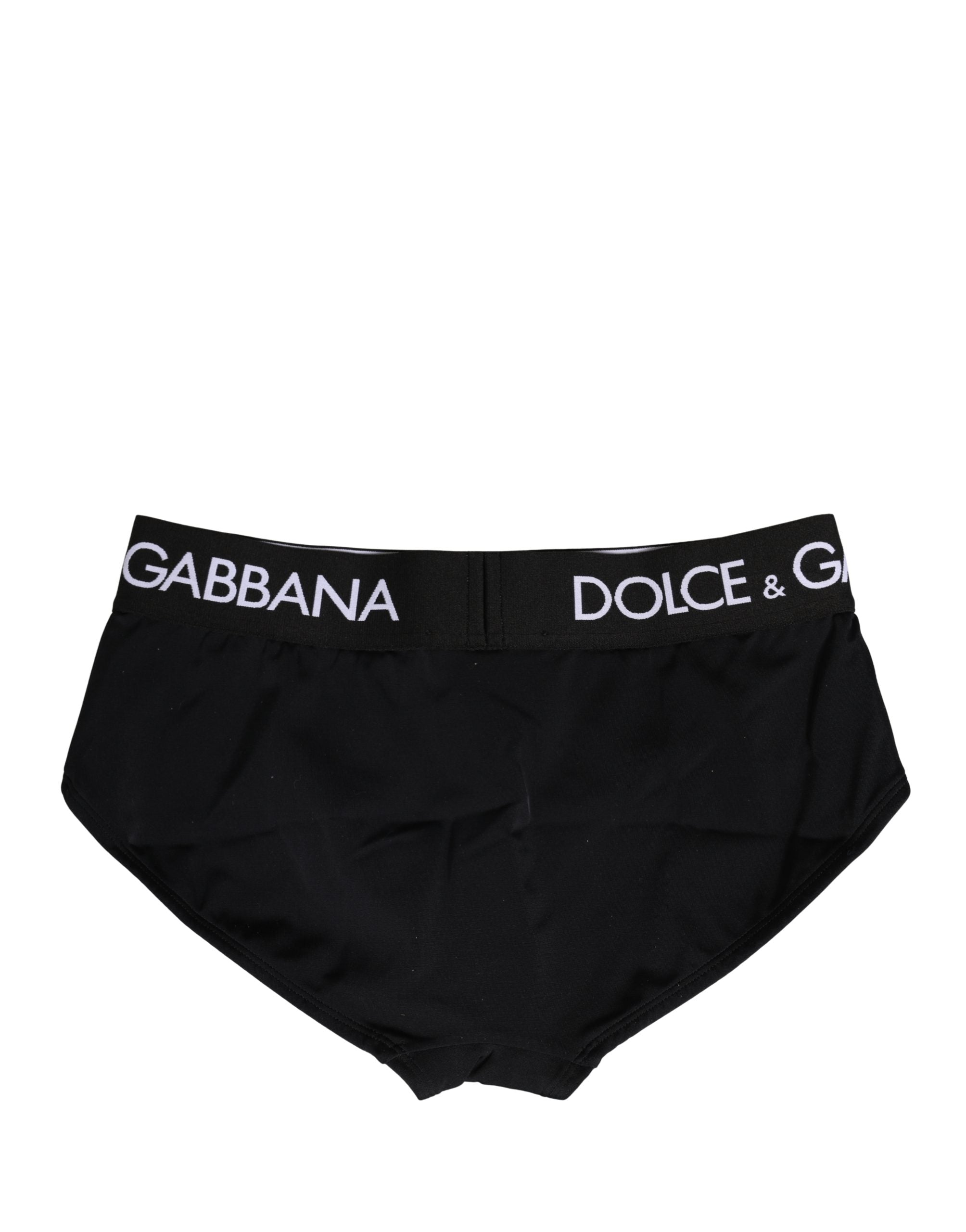 Dolce & Gabbana Schwarze Coulotte-Panty aus Stretch-Nylon