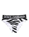 Dolce & Gabbana Schwarze und weiße Zebra-Print-Panty-Unterwäsche