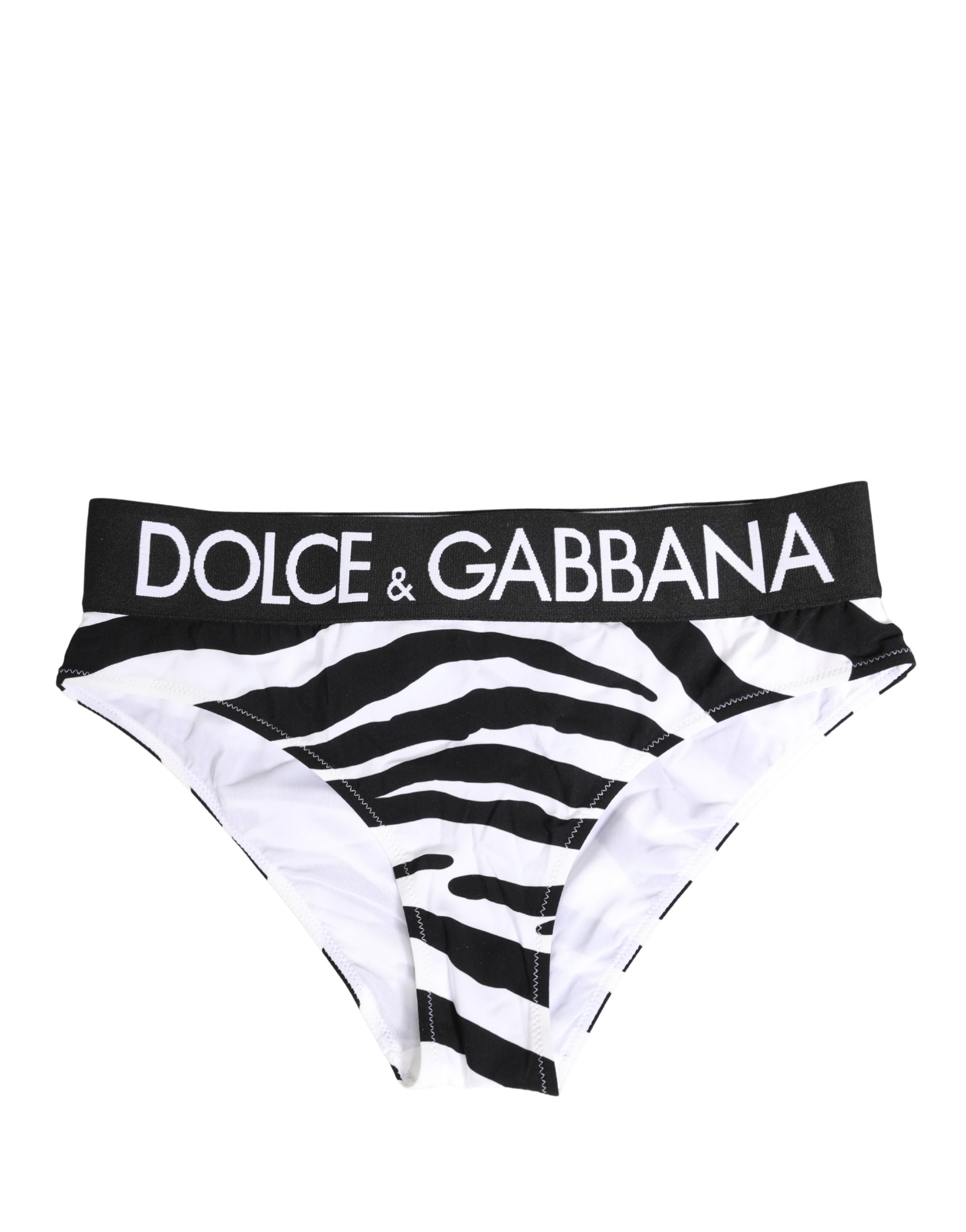 Dolce & Gabbana Schwarze und weiße Zebra-Print-Panty-Unterwäsche