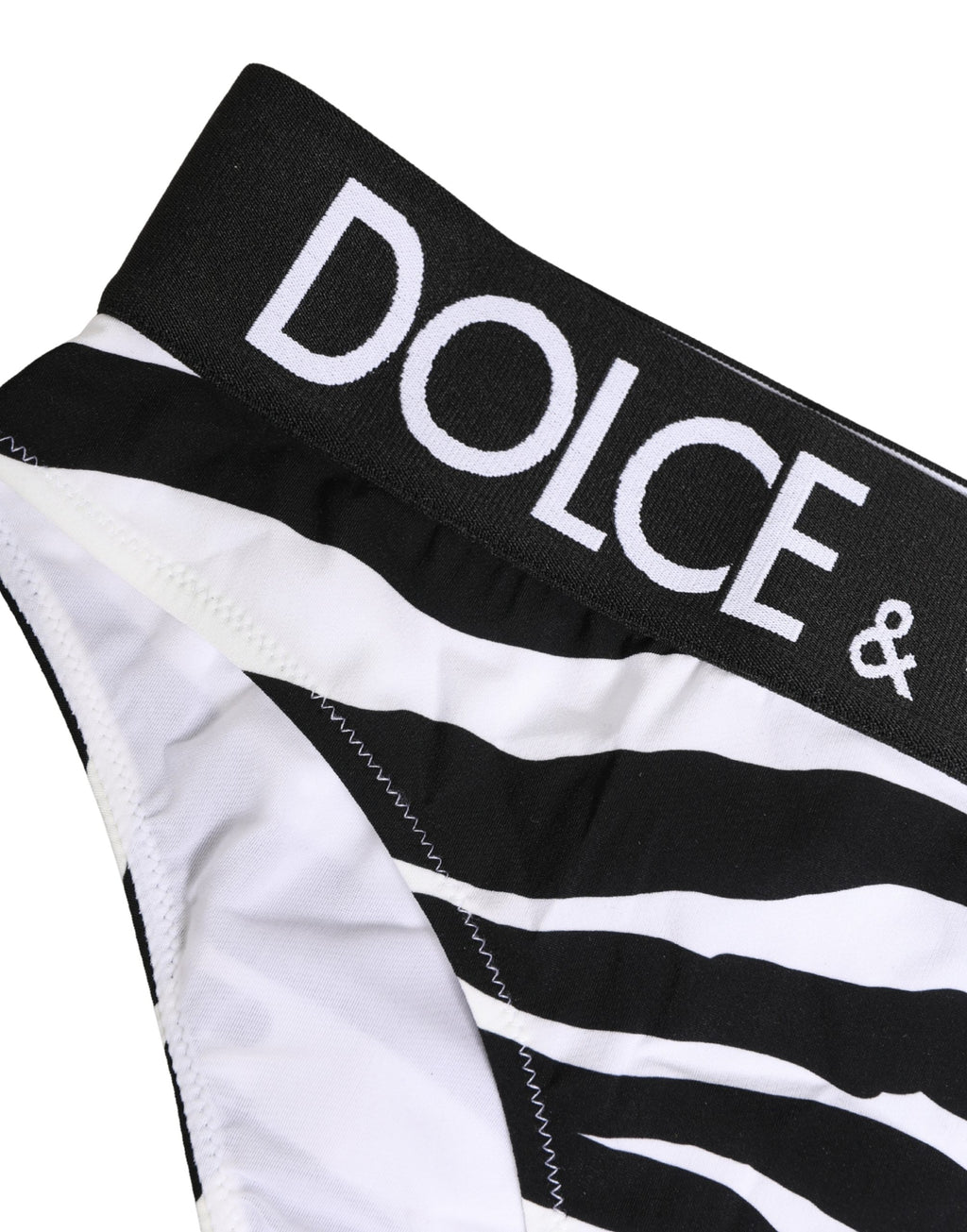 Dolce & Gabbana Schwarze und weiße Zebra-Print-Panty-Unterwäsche
