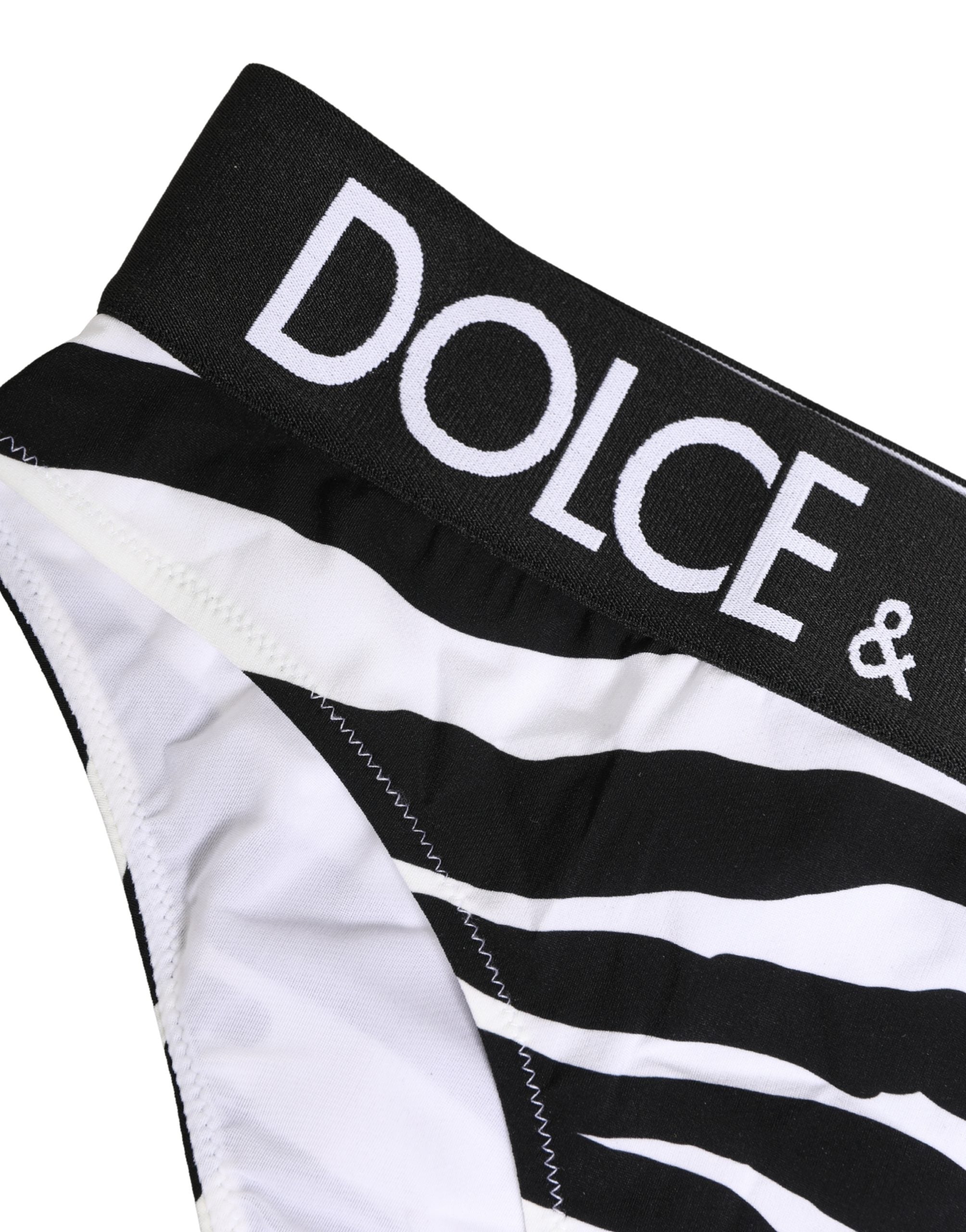 Dolce & Gabbana Schwarze und weiße Zebra-Print-Panty-Unterwäsche