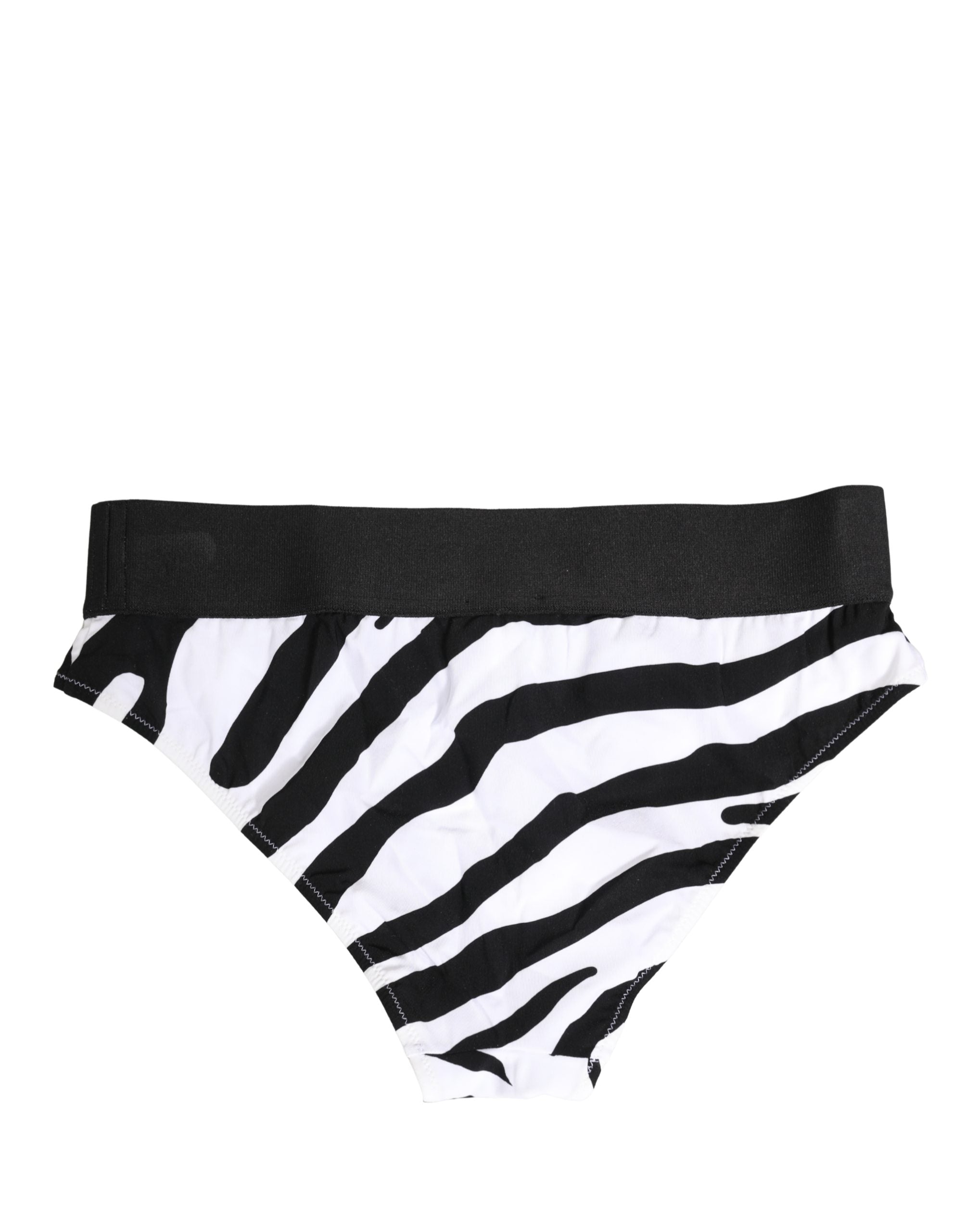 Dolce & Gabbana Schwarze und weiße Zebra-Print-Panty-Unterwäsche