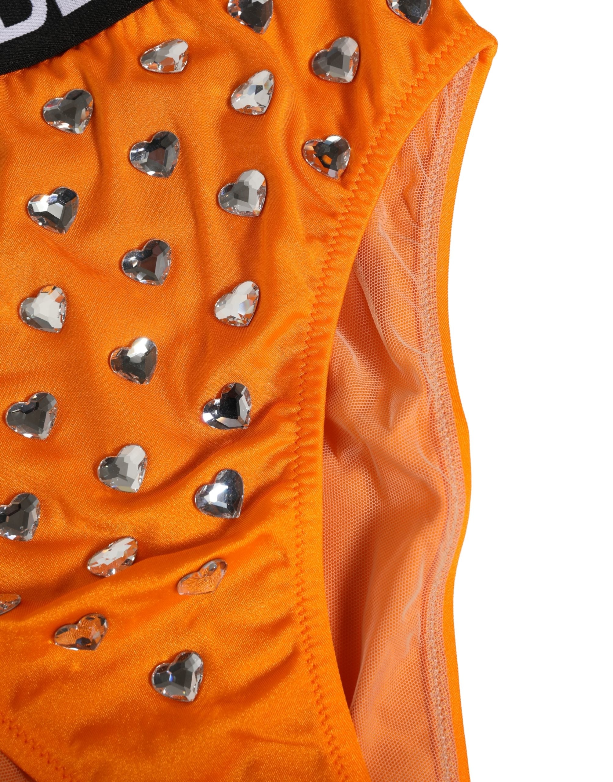 Dolce & Gabbana Orange Kristall High Waist Slip Unterwäsche