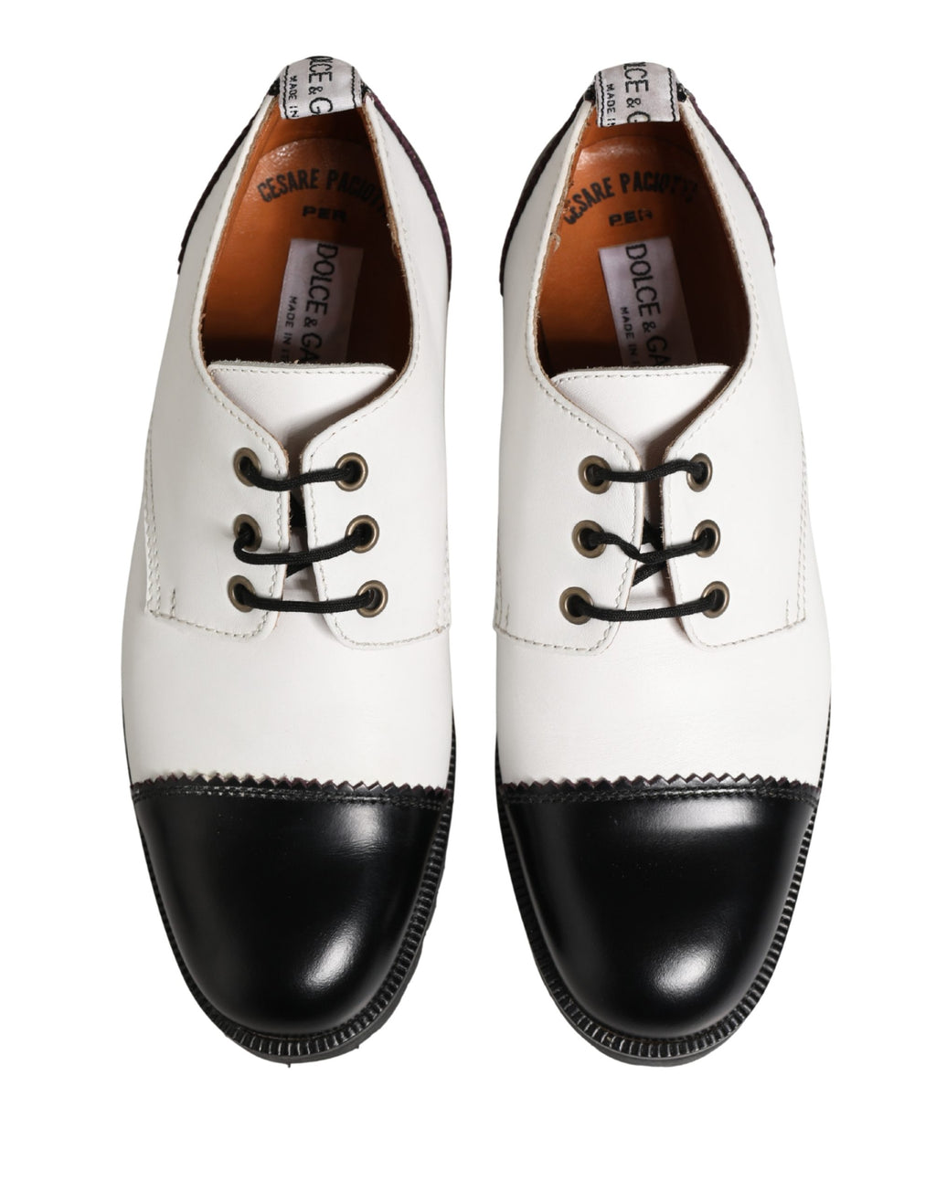 Dolce & Gabbana Schwarze und weiße Leder-Derbyschuhe