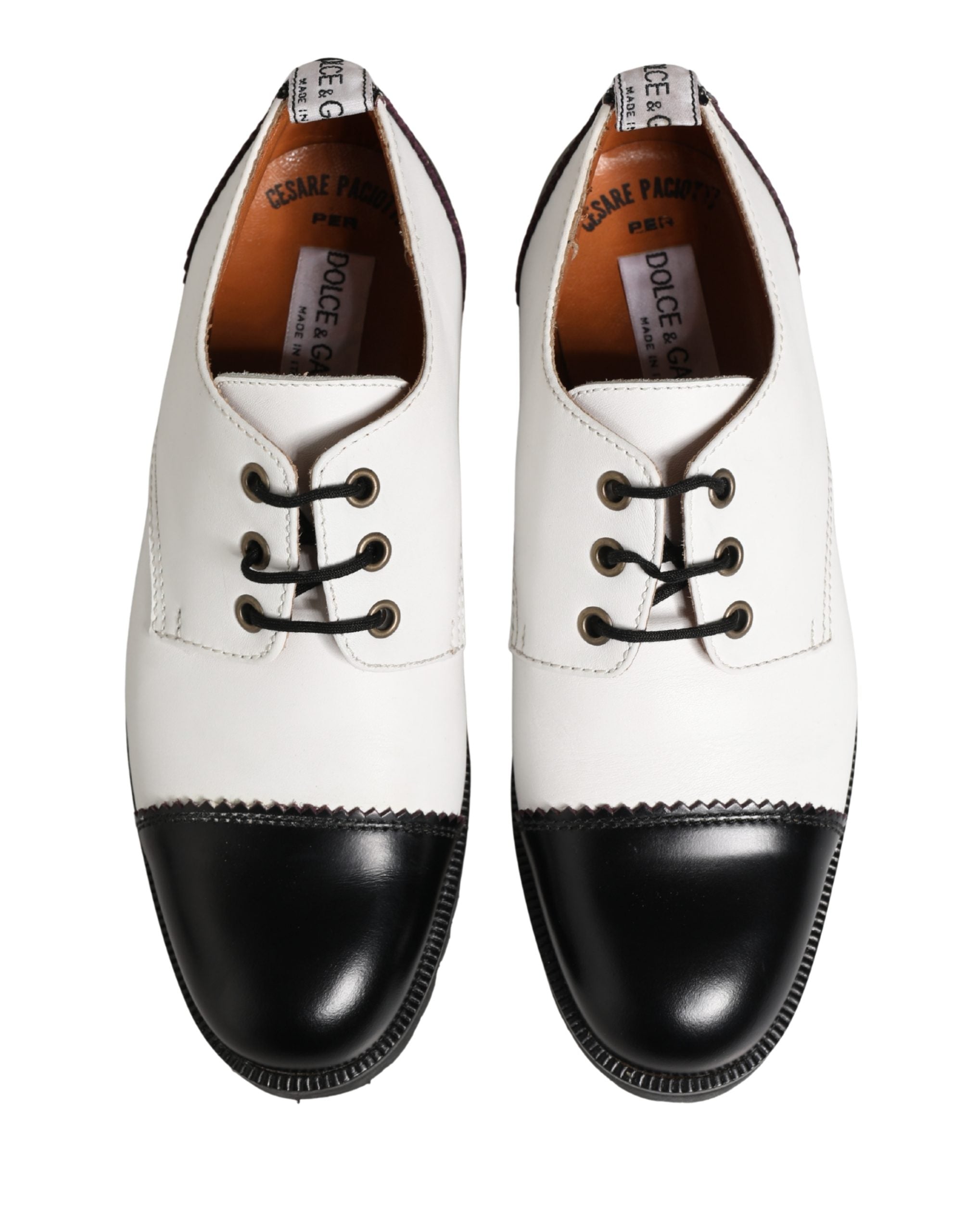 Dolce & Gabbana Schwarze und weiße Leder-Derbyschuhe