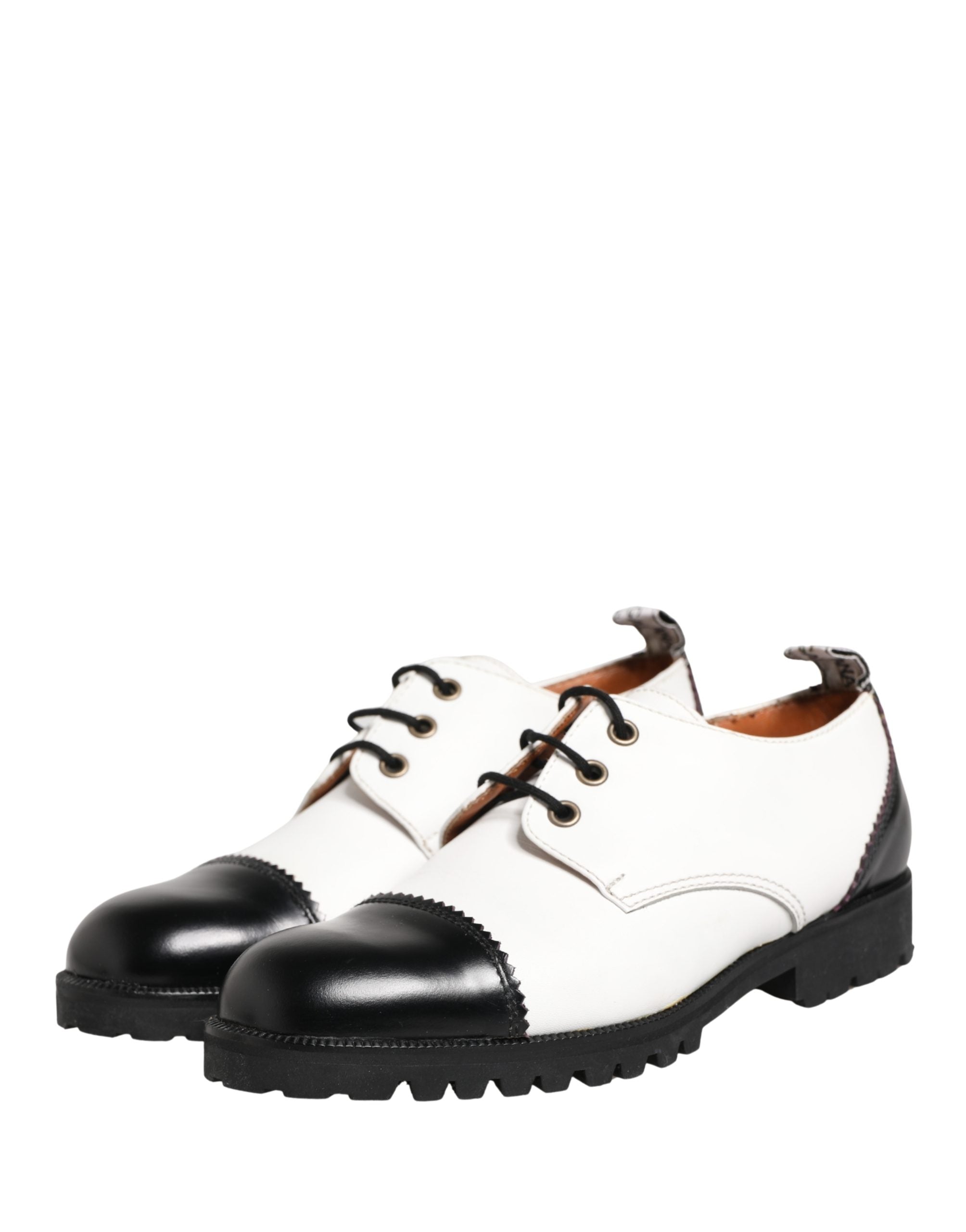 Dolce & Gabbana Schwarze und weiße Leder-Derbyschuhe