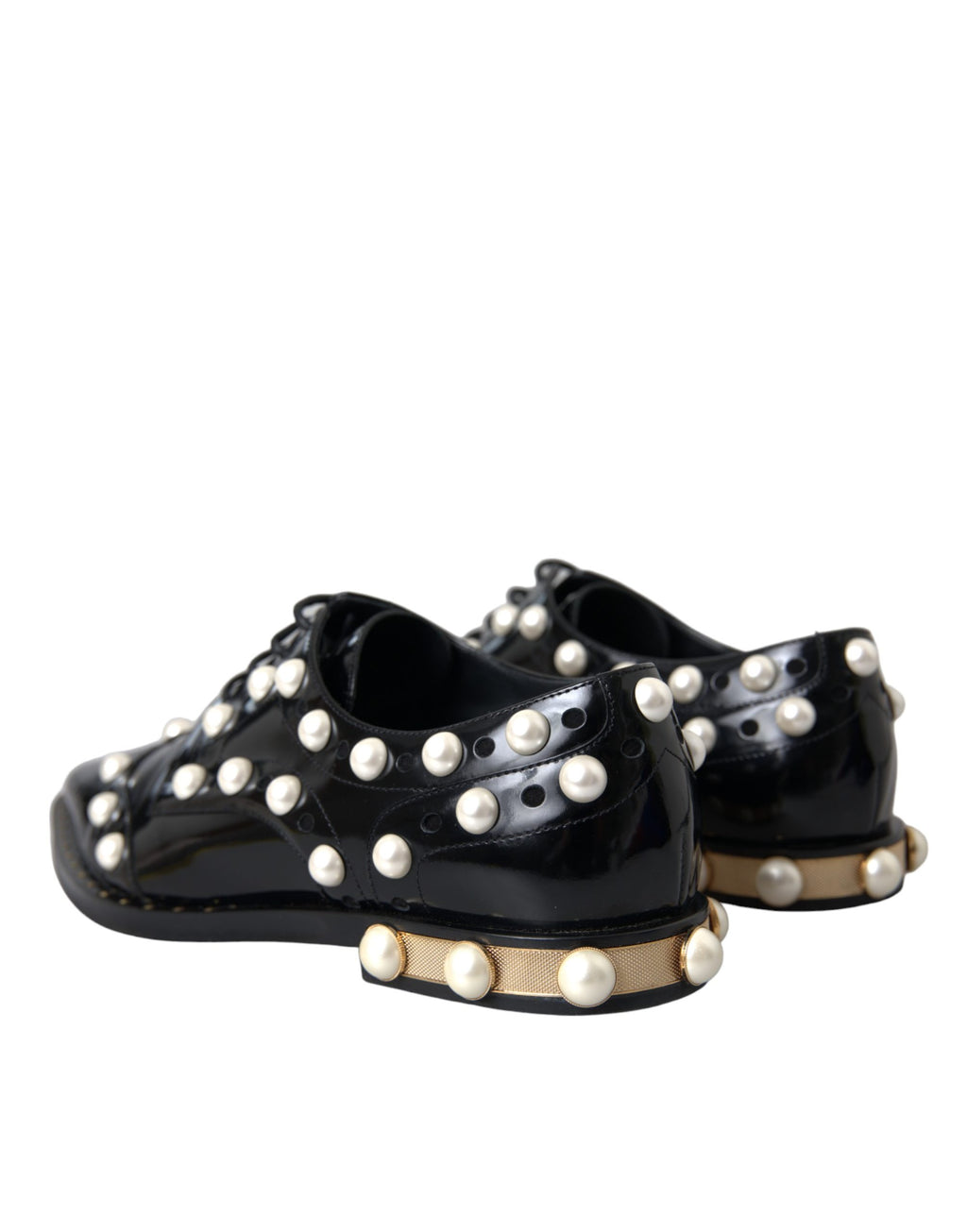 Dolce & Gabbana Schwarze Leder Brogues mit Kunstperlenbesatz