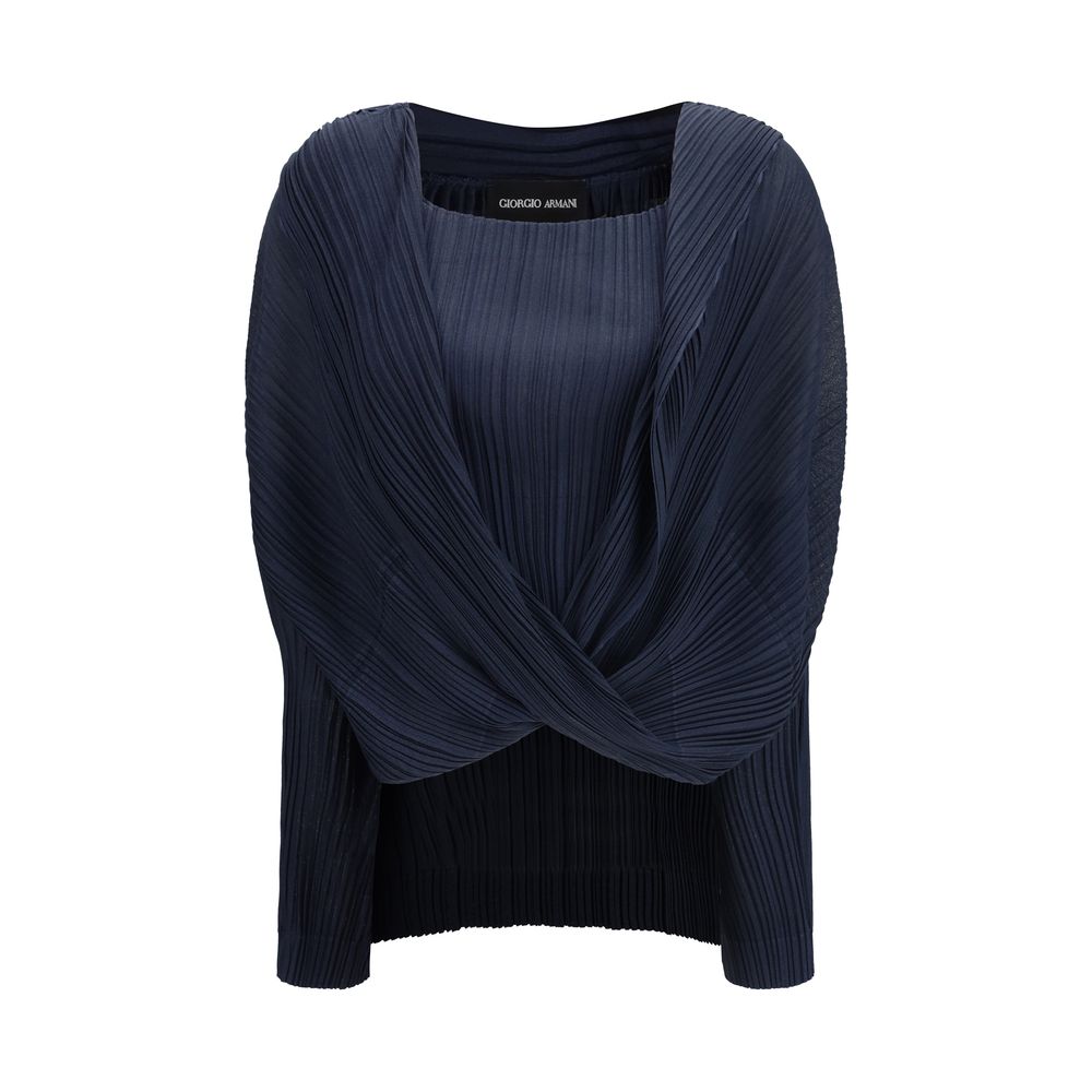 Giorgio Armani Blaues Hemd aus Viskose mit Muster
