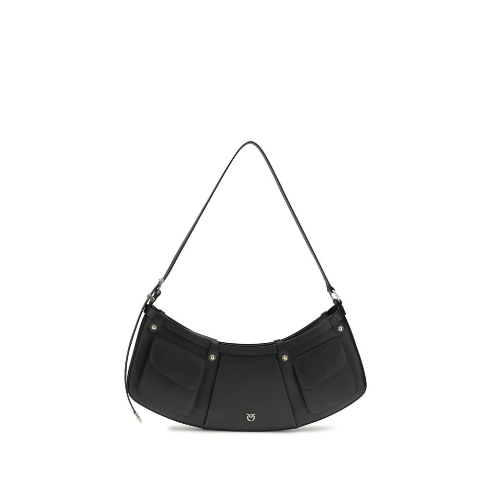 PINKO Black Bos Taurus Calfskin Shoulder Bag