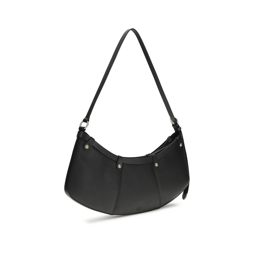 PINKO Black Bos Taurus Calfskin Shoulder Bag