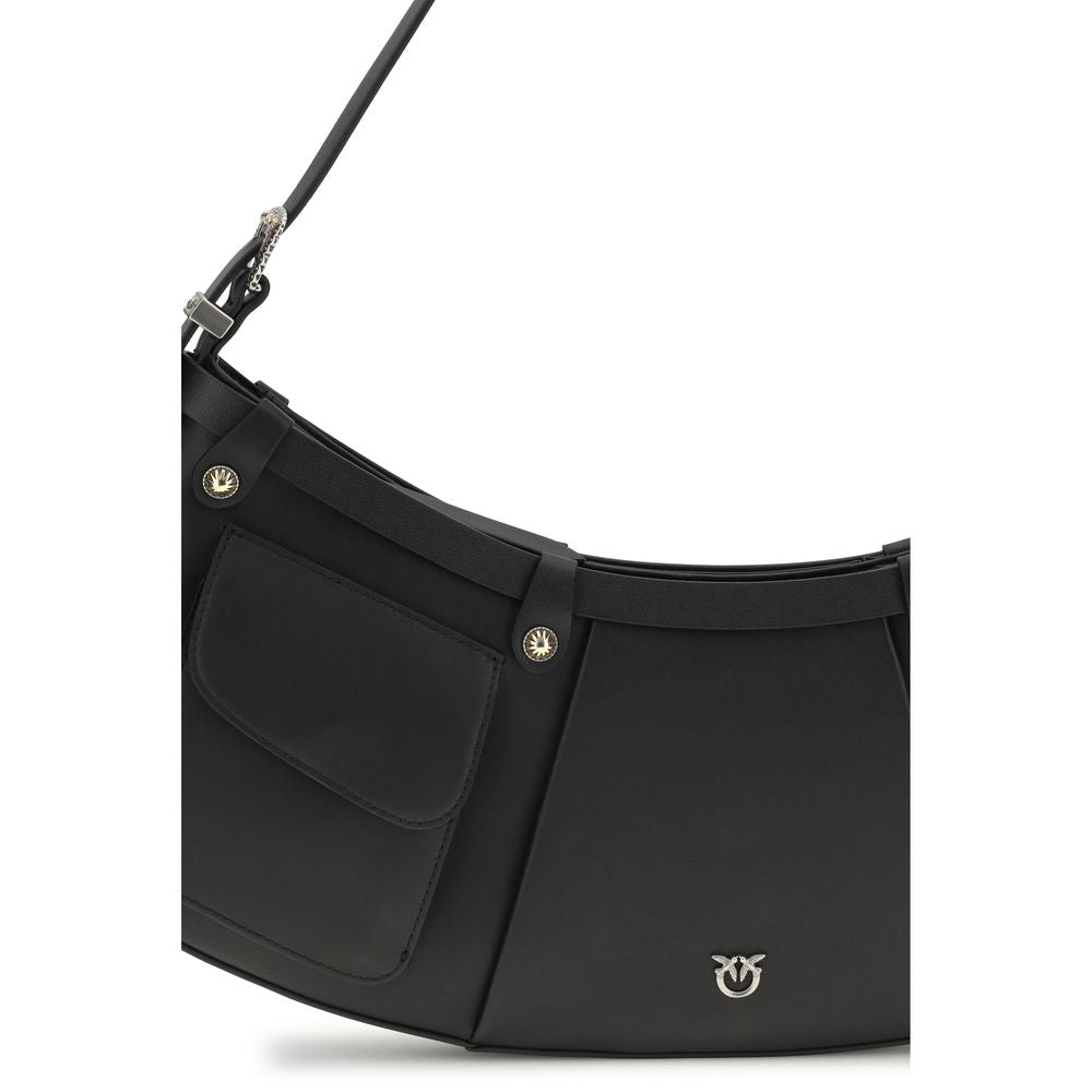 PINKO Black Bos Taurus Calfskin Shoulder Bag
