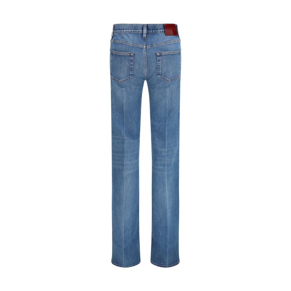 Gucci Blaue Baumwoll-Jeans mit ausgestelltem Bein