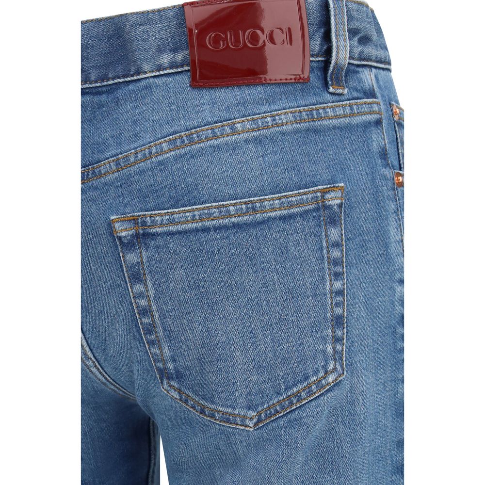 Gucci Blaue Baumwoll-Jeans mit ausgestelltem Bein