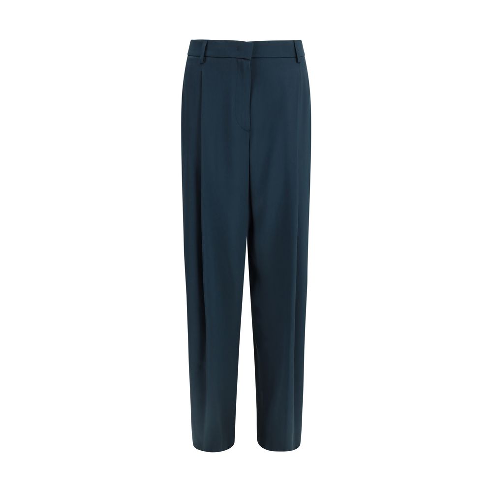 Giorgio Armani Blue Silk Trousers for Leisure