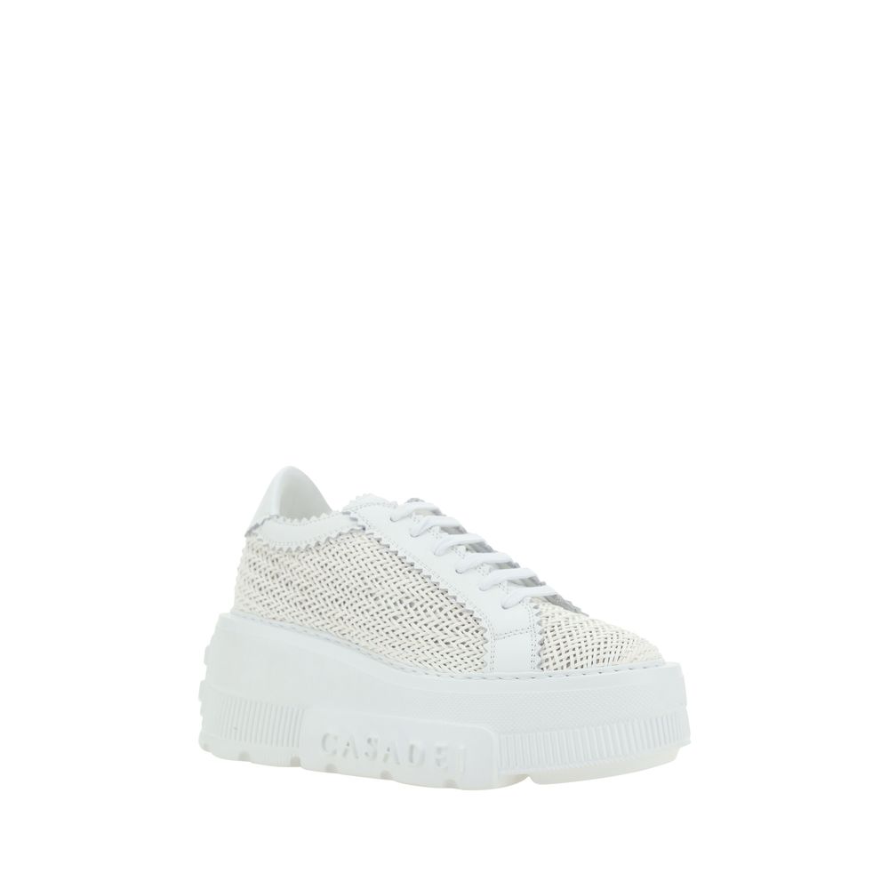 Casadei White Platform Sneakers Made from Other Fibers