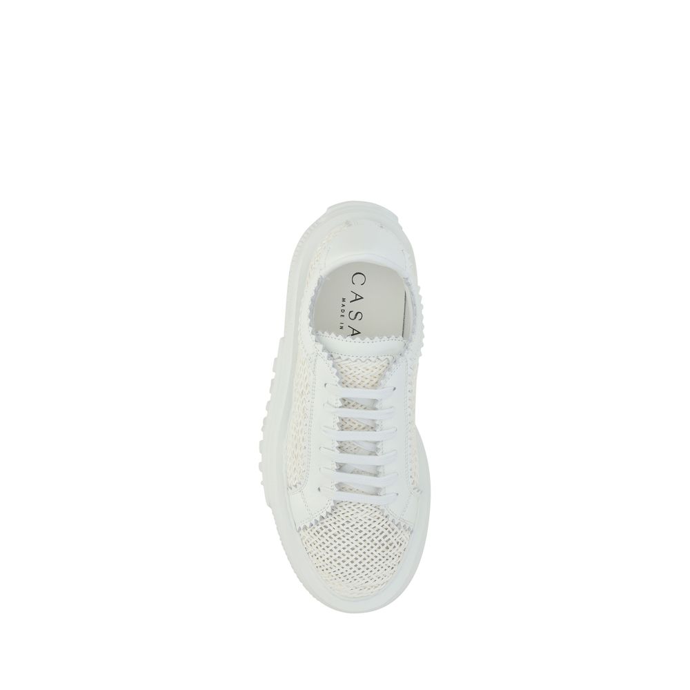 Casadei White Platform Sneakers Made from Other Fibers