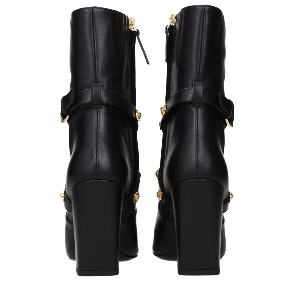 Versace Schwarze Leder-Stiefeletten