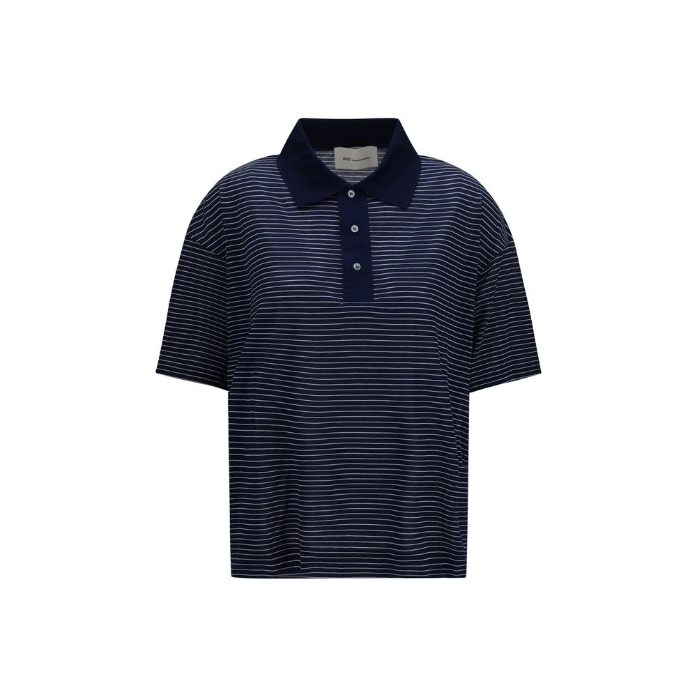 Ami Paris Blaues Baumwoll-Polohemd