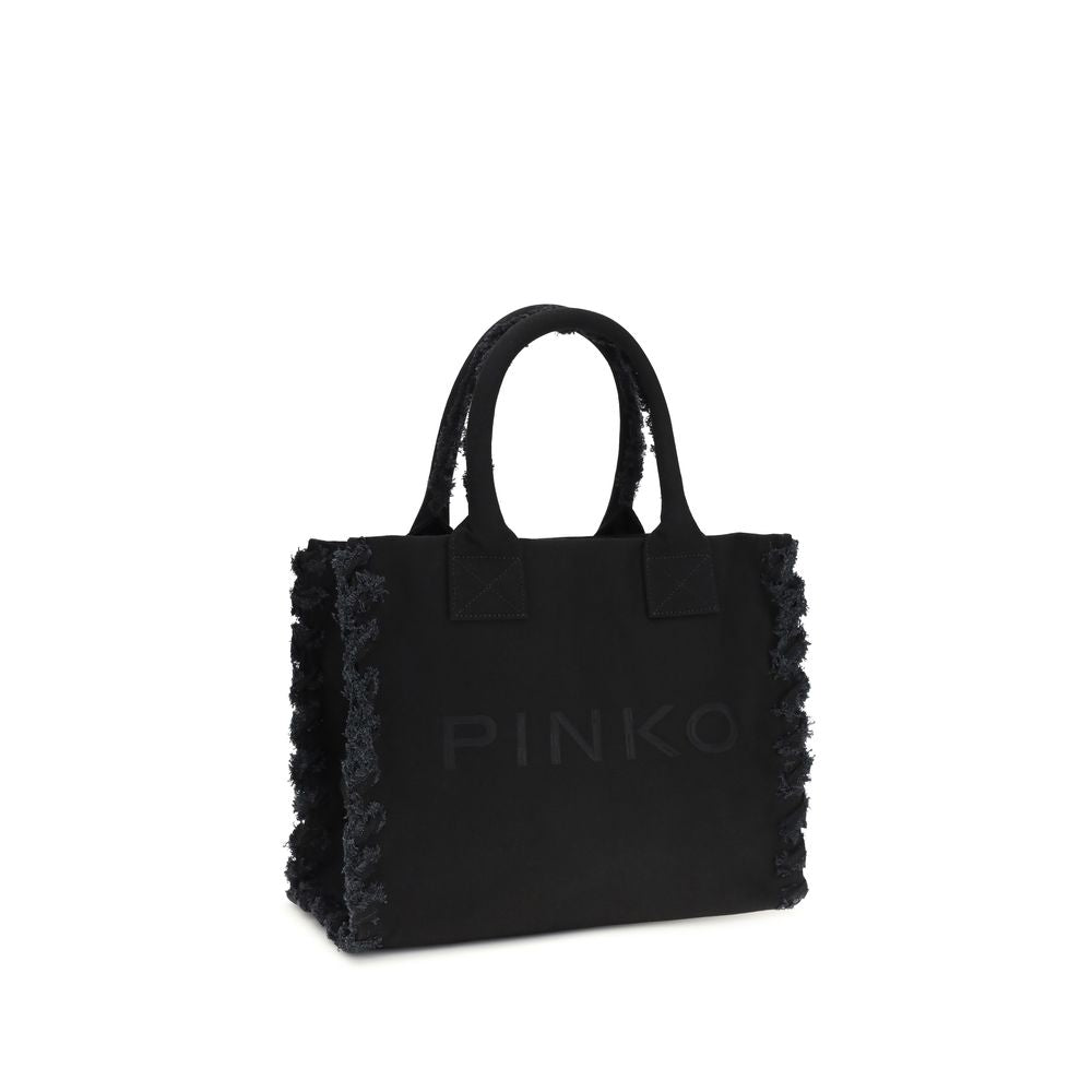 PINKO Schwarze Baumwoll-Umhängetasche