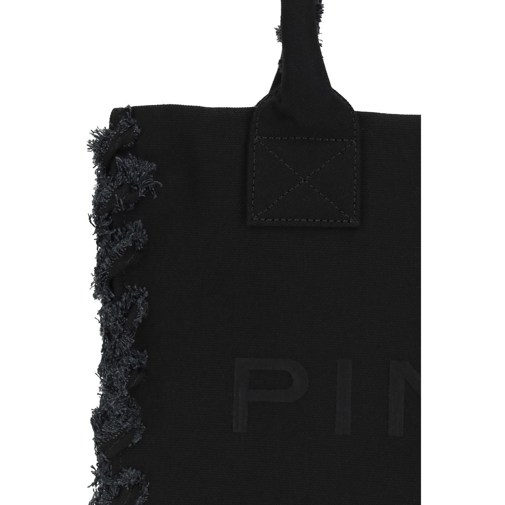 PINKO Schwarze Baumwoll-Umhängetasche