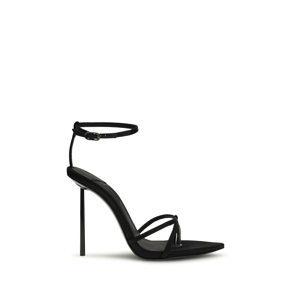LE SILLA Schwarze Stilettosandalen aus Seide