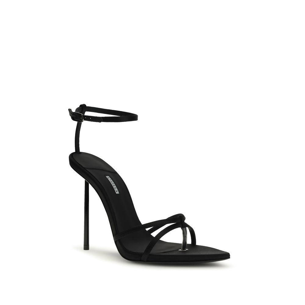 LE SILLA Schwarze Stilettosandalen aus Seide