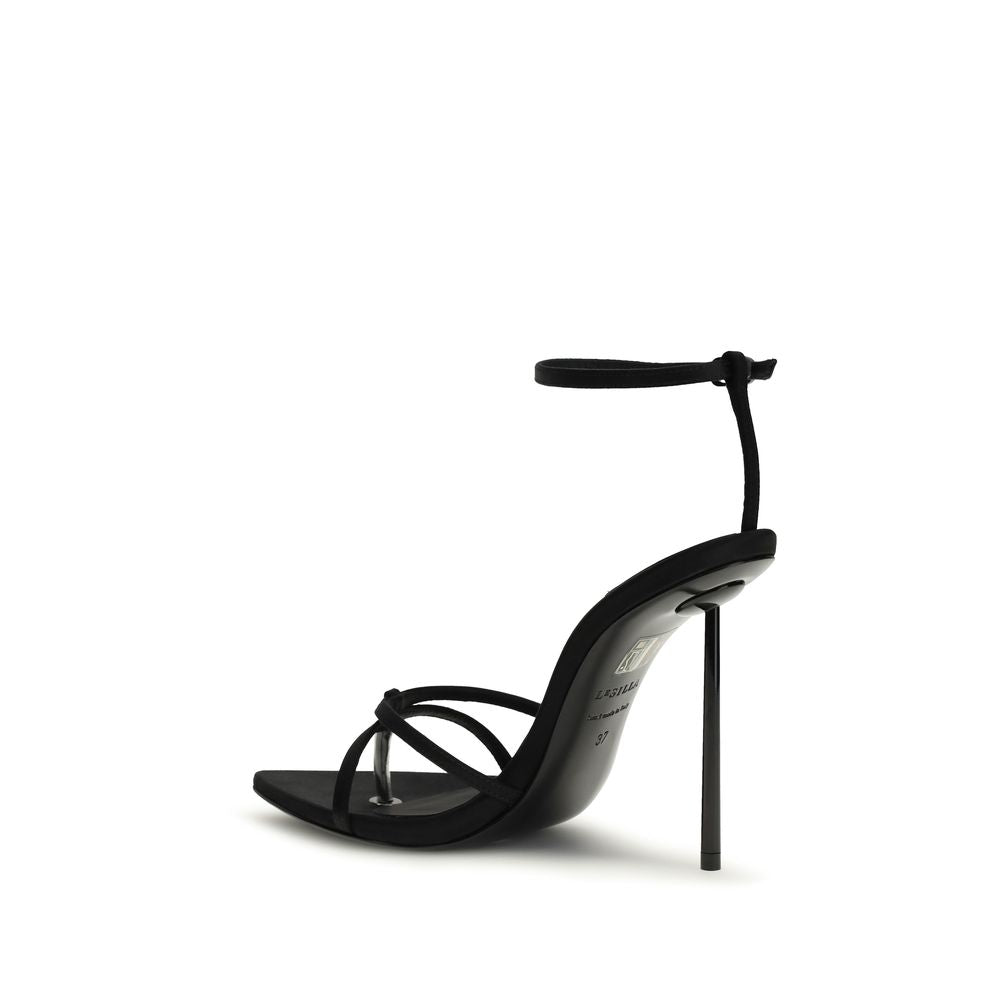 LE SILLA Schwarze Stilettosandalen aus Seide