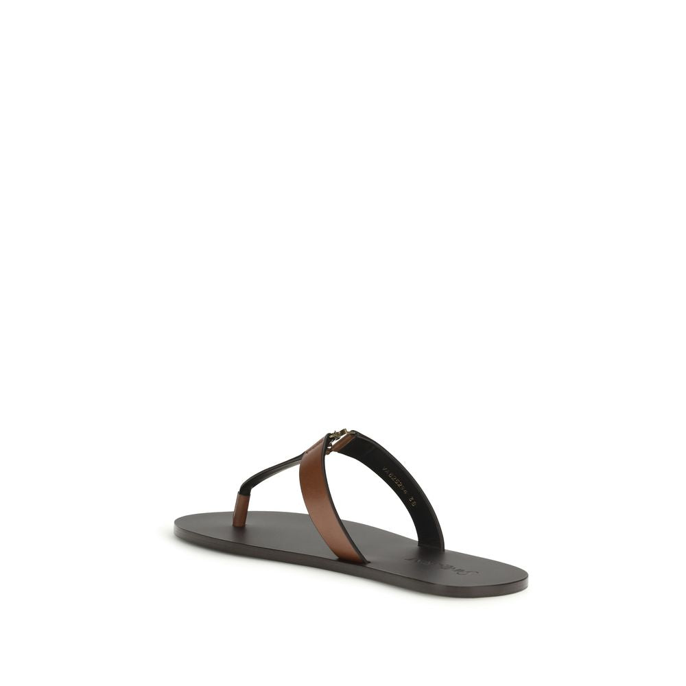 Saint Laurent Braune Kalbsleder-Sandalen Bos Taurus