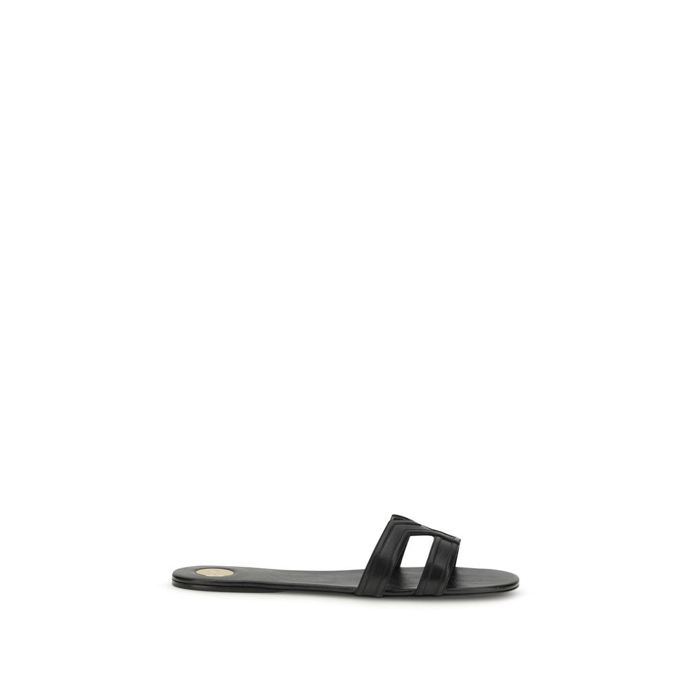 Saint Laurent Black Bos Taurus Calfskin Sandals