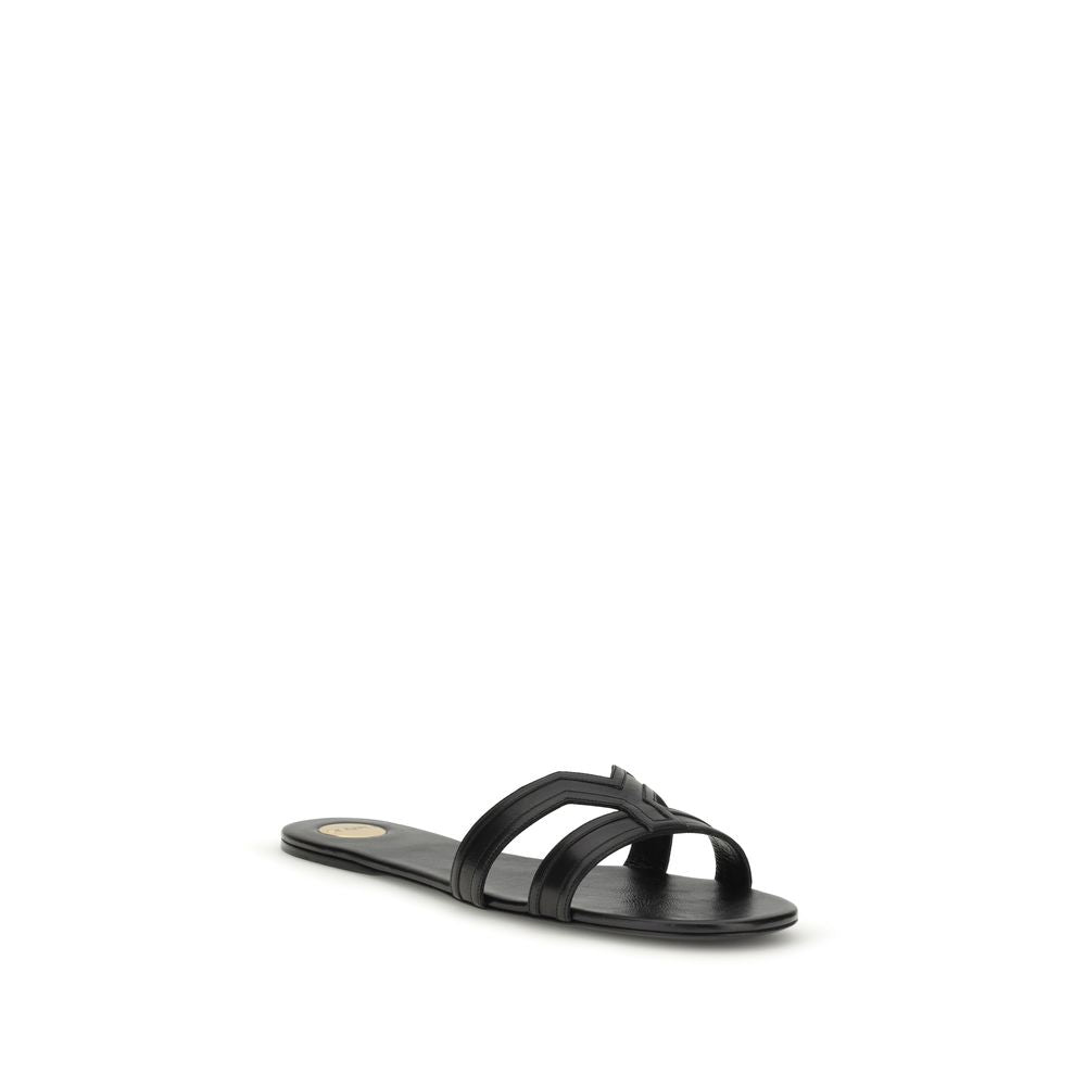 Saint Laurent Black Bos Taurus Calfskin Sandals