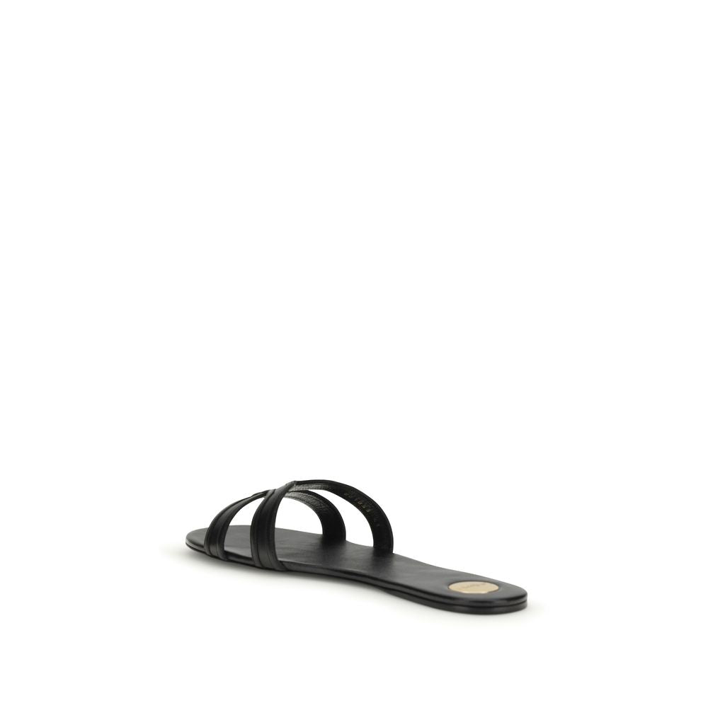 Saint Laurent Black Bos Taurus Calfskin Sandals