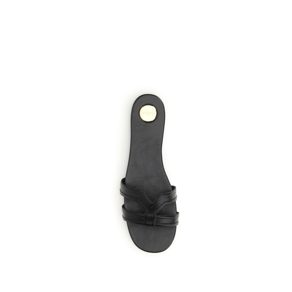 Saint Laurent Black Bos Taurus Calfskin Sandals