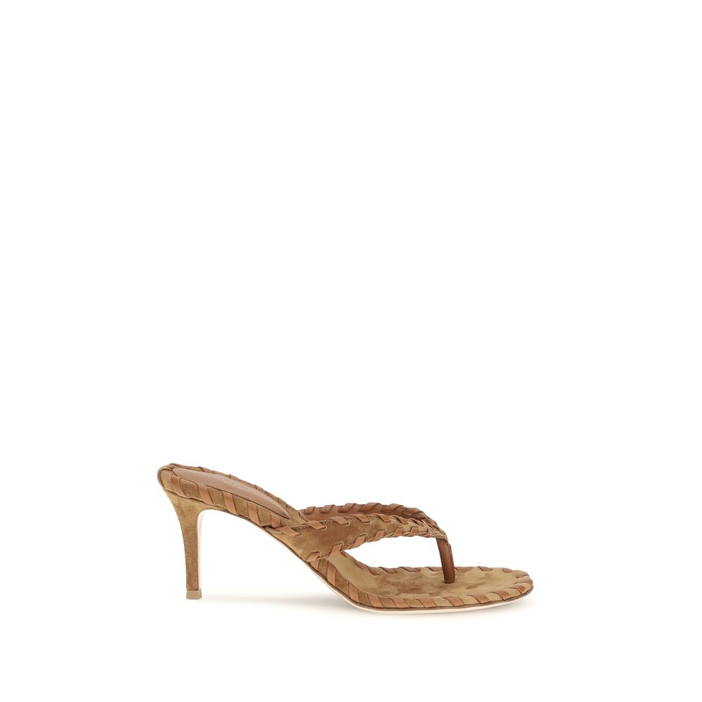 Gianvito Rossi Beige Kalbsleder Bos Taurus Stiletto-Sandalen