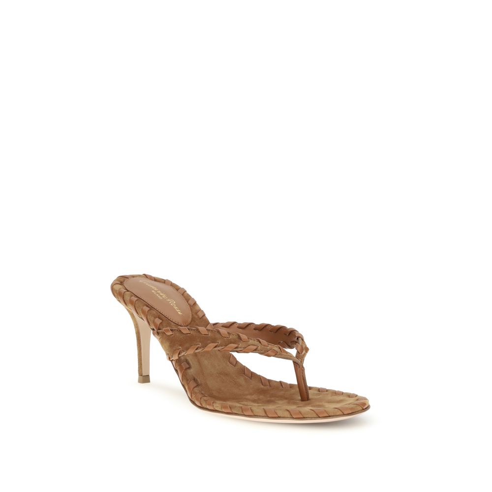 Gianvito Rossi Beige Kalbsleder Bos Taurus Stiletto-Sandalen