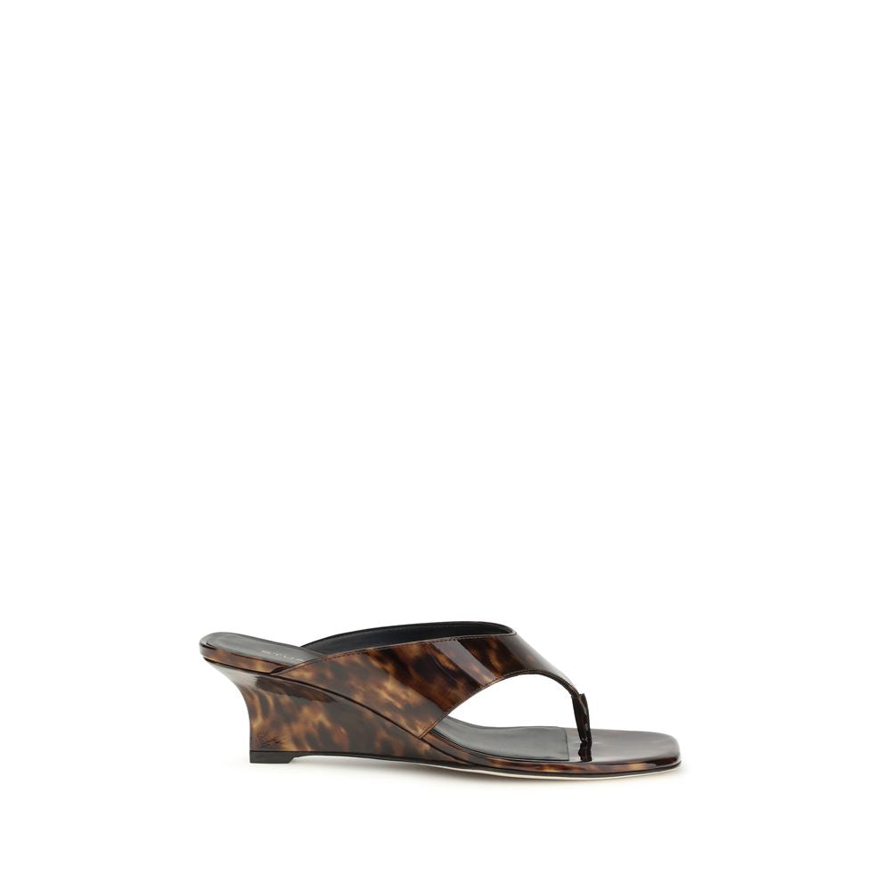 Stuart Weitzman Multicolor Calf Leather Bos Taurus Keilabsatz-Sandalen