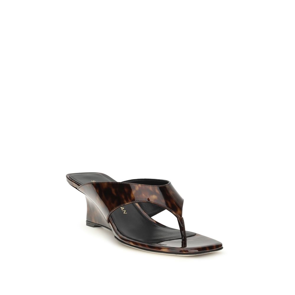 Stuart Weitzman Multicolor Calf Leather Bos Taurus Keilabsatz-Sandalen