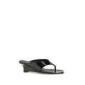 Stuart Weitzman Schwarze Keilabsatz-Sandalen aus Kalbsleder Bos Taurus