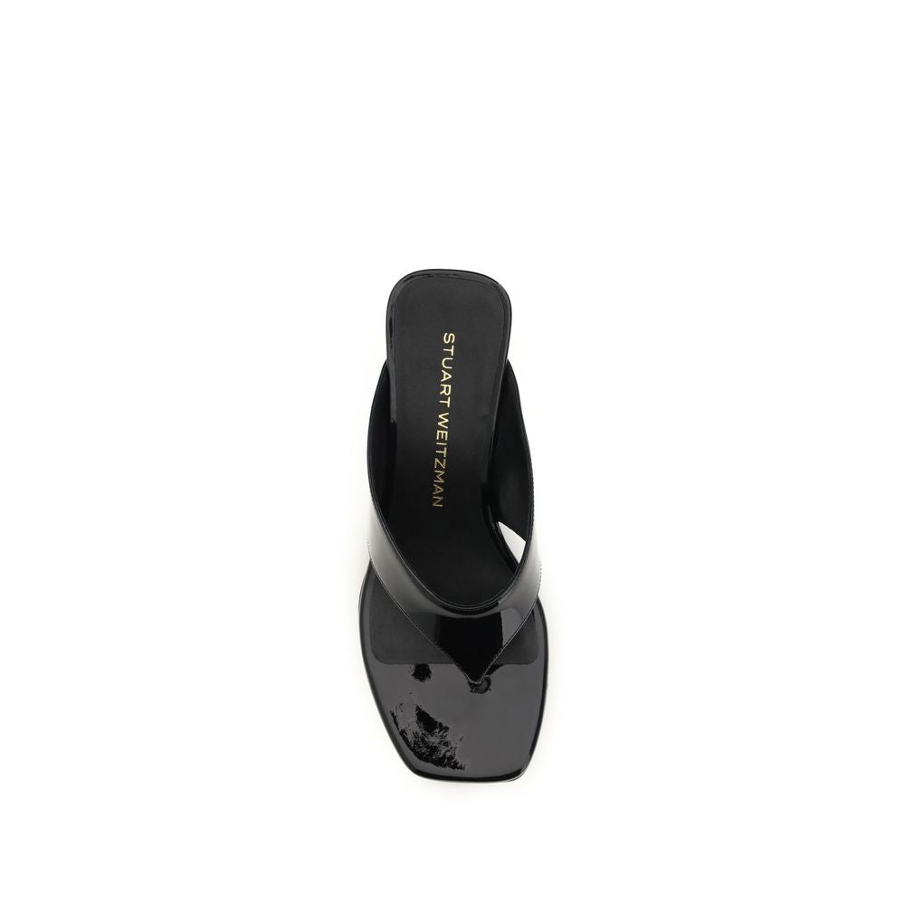Stuart Weitzman Schwarze Keilabsatz-Sandalen aus Kalbsleder Bos Taurus