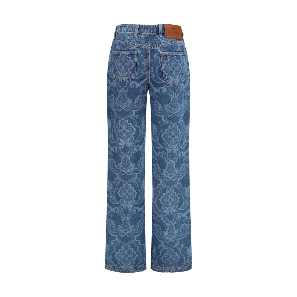 Etro Blaue ausgestellte Jeans aus Baumwolle