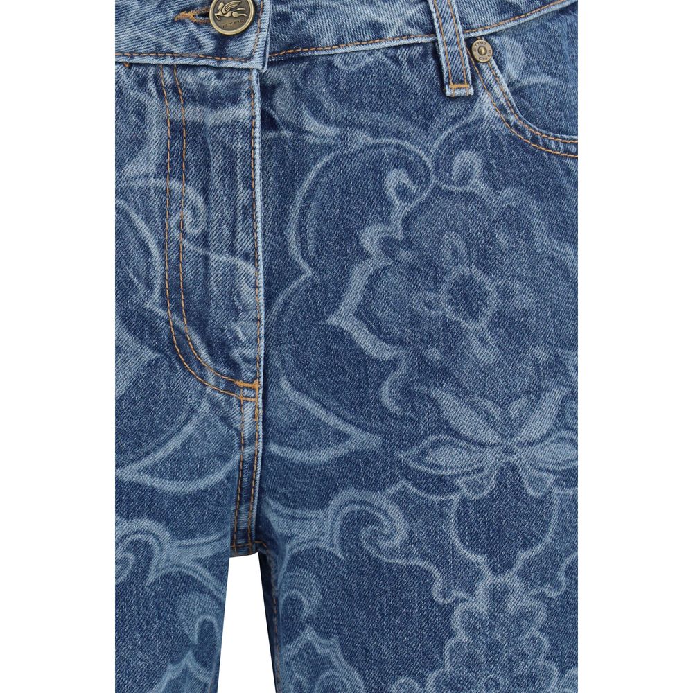 Etro Blaue ausgestellte Jeans aus Baumwolle