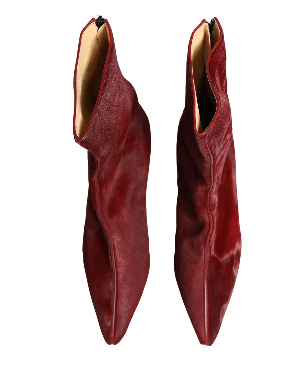 Dolce & Gabbana Burgundy Mid Calf Boots Schuhe