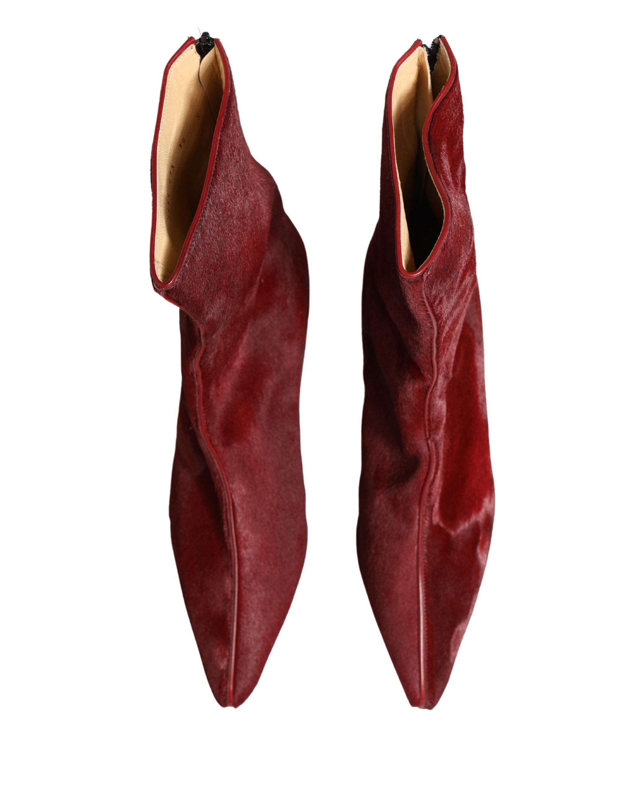 Dolce & Gabbana Burgundy Mid Calf Boots Schuhe