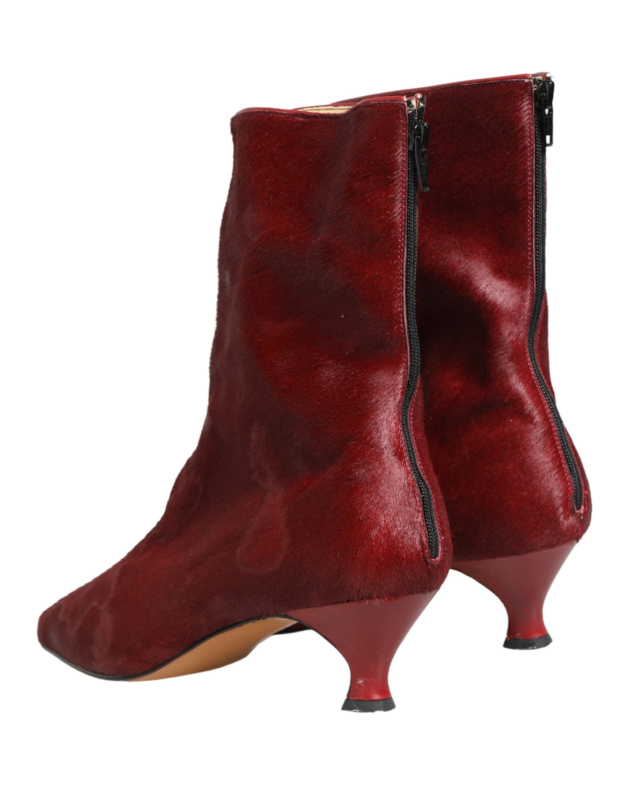 Dolce & Gabbana Burgundy Mid Calf Boots Schuhe