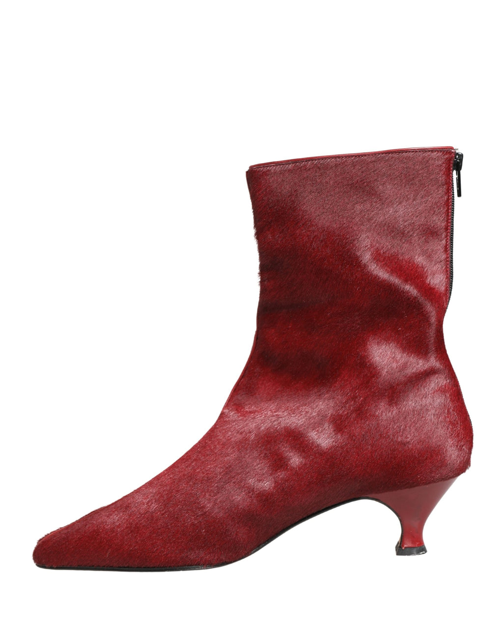 Dolce & Gabbana Burgundy Mid Calf Boots Schuhe