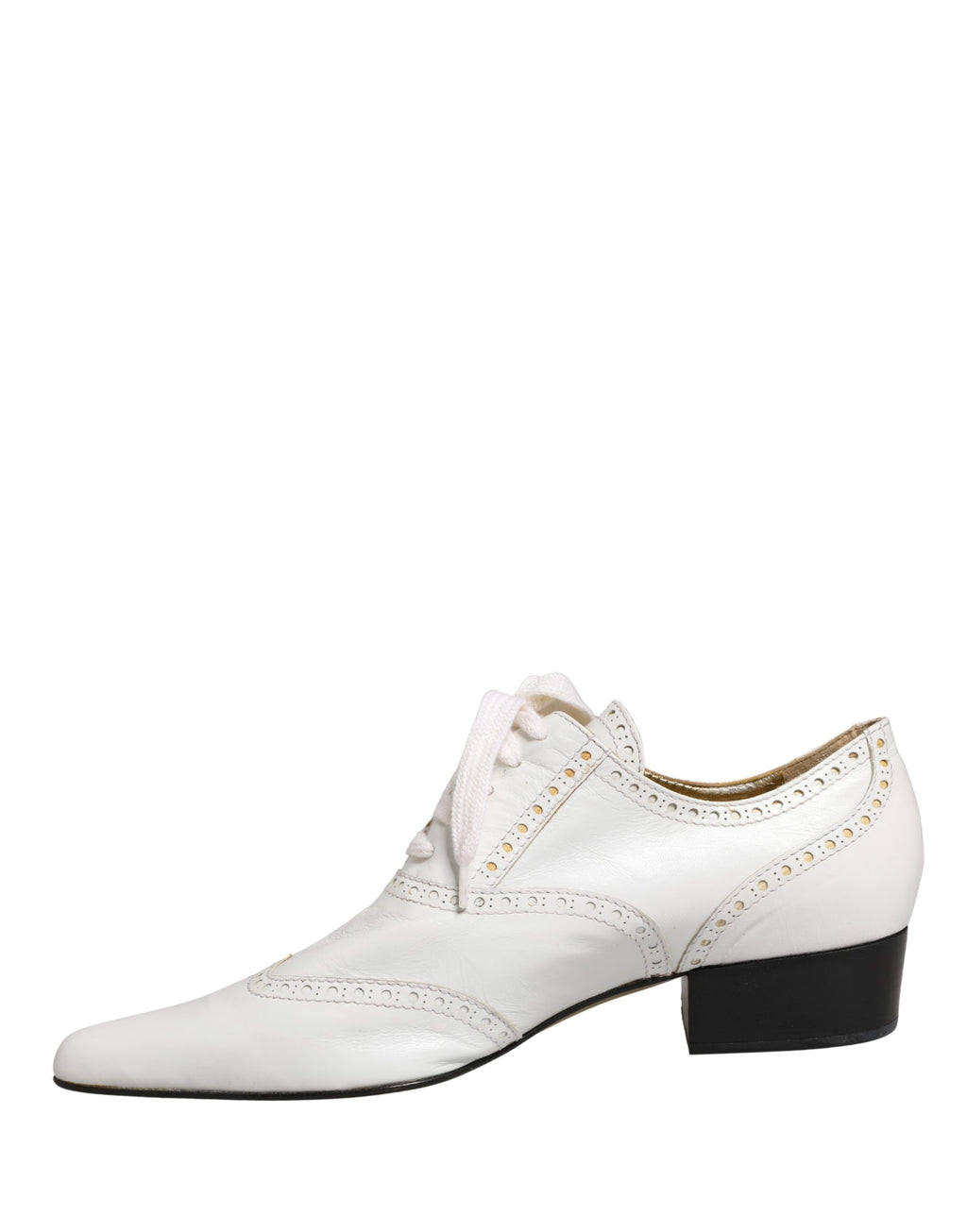 Dolce & Gabbana Weiße Leder Brogue Oxford Schnürschuhe