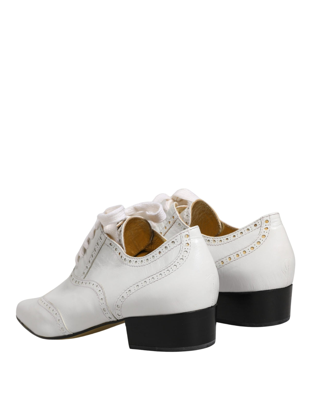 Dolce & Gabbana Weiße Leder Brogue Oxford Schnürschuhe
