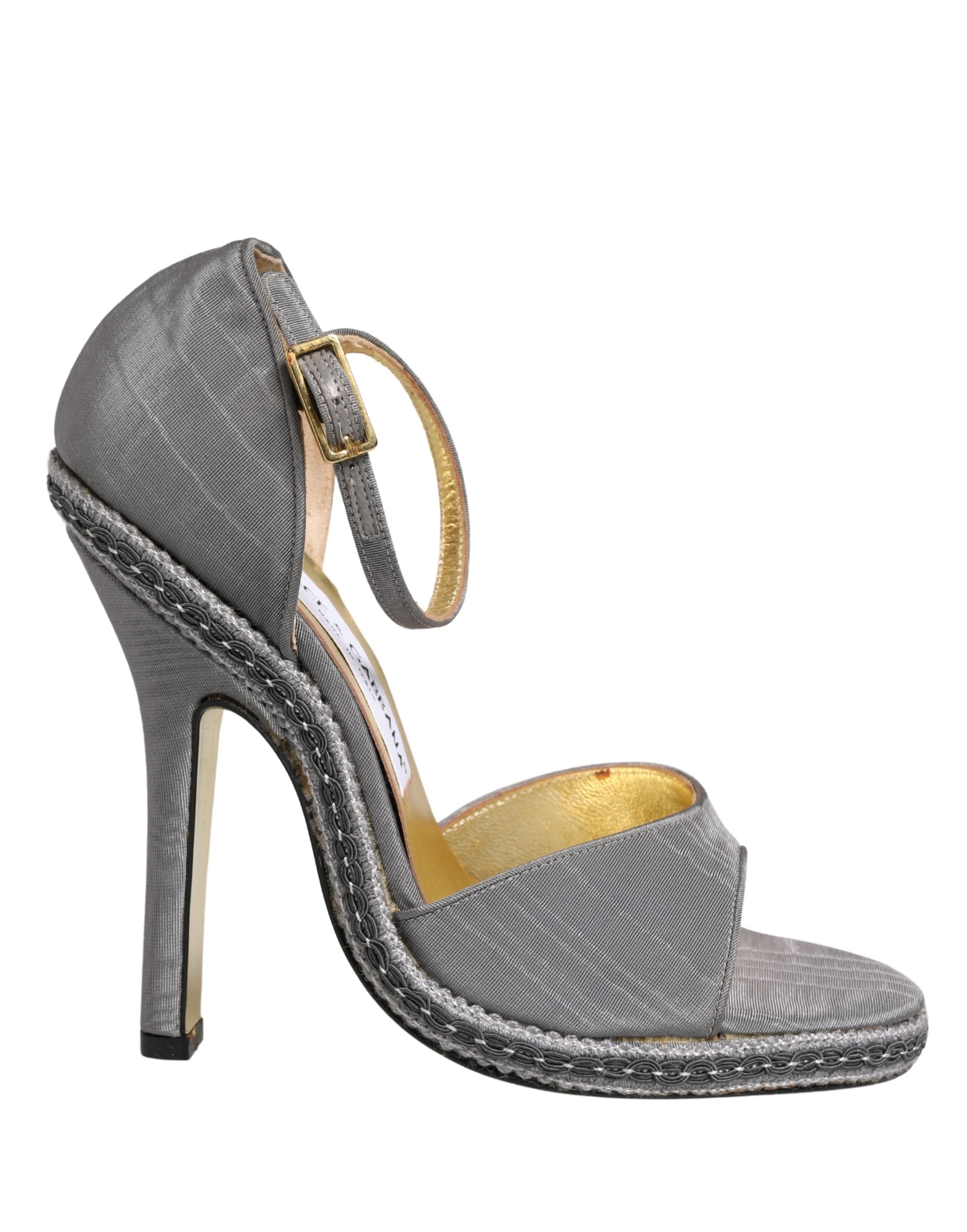 Dolce & Gabbana Graue Sandalen mit hohem Absatz und Knöchelriemen